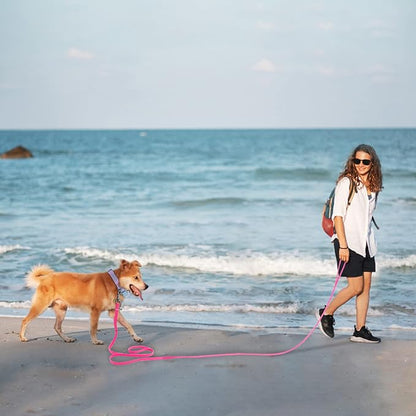 Wolfone 20ft Pink Long Leash - Waterproof Training Dog Leash for Recall, Swimming, Camping, Beach, Hunting, Walking