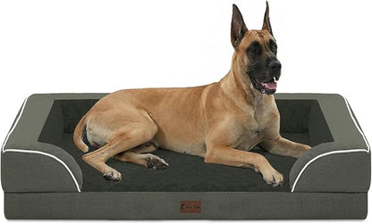Casa Paw Orthopedic XXL Dog Beds, Waterproof Memory Foam Big Pet Bed for Extra Large Sized Dogs 53x42Inch, Non-Slip Bottom and Egg-Crate Foam Dog Couch Bed with Washable Removable Cover, Dark Green