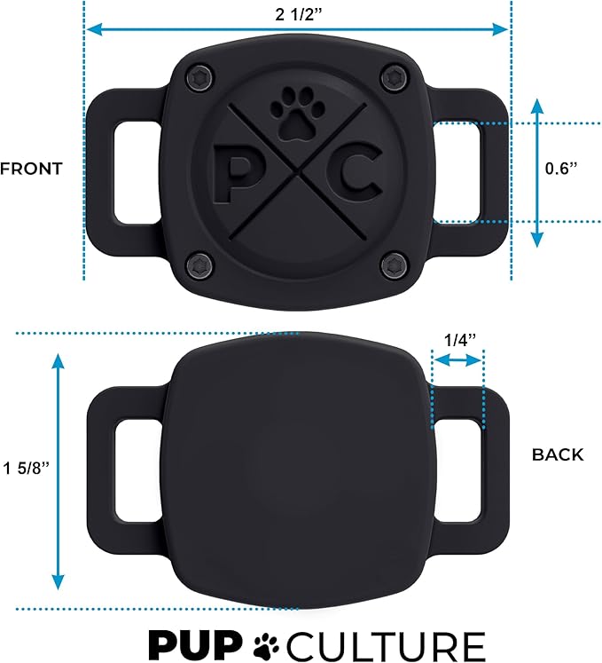 Pup Culture IP68 Waterproof AirTag Dog Collar Holder | 2.5X Stronger Than Competitors - Track Your Pet Using Apple AirTag Technology | Doesn’t Hurt Your Collar |Dog or Cat Collar Airtag Holder