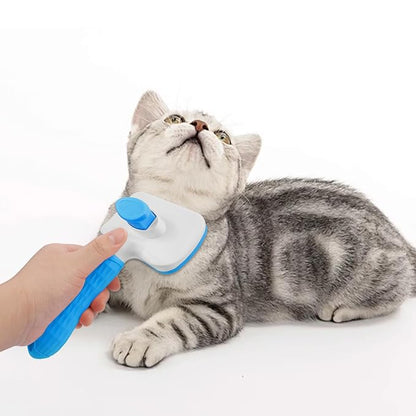 PWOD Dog & Cat Brush, Self Cleaning Slicker Brush for Pets, Upgraded Dog Brush for Shedding Massaging and Grooming, Removes Loose Undercoat & Portable Comb for Long Short Haired Dogs(Blue)