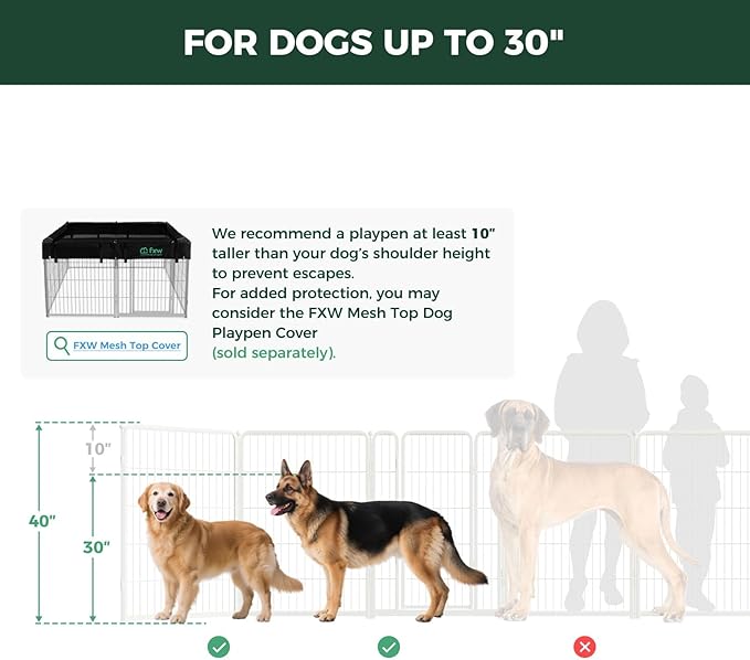 FXW Homeplus Unleashed Indoor Dog Playpen - Stress-Free and Safe Play, Heavy Duty 40 Inch 12 Panels with Connectors (Pack of 2) for Puppy and Small Dogs, White│Patented