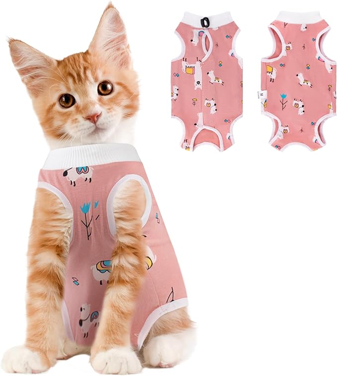 Coppthinktu Cat Recovery Suit Female, Breathable Cat Onesie After Surgery Female for Abdominal Wounds or Skin Diseases, Surgery Recovery Suit Kitten Surgical Onesie After Spay Wear Anti Licking