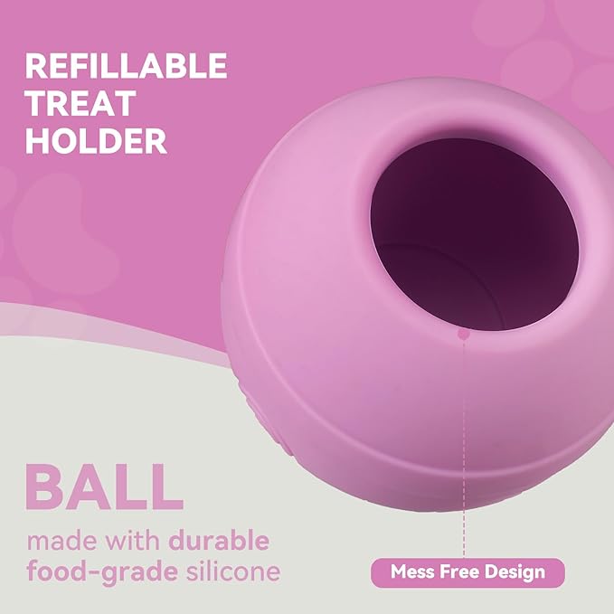 Long-Lasting Interactive Dog Lick Toy, Stuffable Dog Enrichment to Keep Dogs Busy, Wobbly Treat Dispensing Freezable Chew Toys, Food-Grade Safe (Pastel Purple,S)