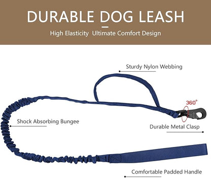 DAGANXI Tactical Dog Collar, Adjustable Military Training Nylon Dog Collar with Control Handle and Heavy Metal Buckle for Medium and Large Dogs, with Patches and Airtags Case (Midnight Blue-Set, XL)