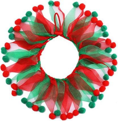 Christmas Pet Collar Ornaments Red Green Collar Adjustable Holiday Dress for Cat and Dog (S(30CM))