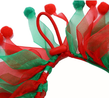 Christmas Pet Collar Ornaments Red Green Collar Adjustable Holiday Dress for Cat and Dog (S(30CM))