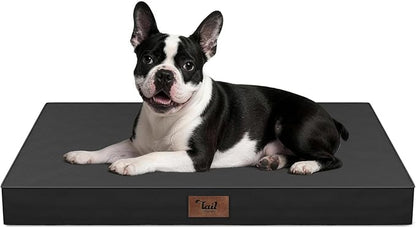 Tail Stories Outdoor Dog Bed for Small Dogs, Waterproof Dog Crate Bed for Medium Dogs Cats, Orthopedic Egg Crate Foam Pet Bed with Washable Removable Oxford Cover, Black