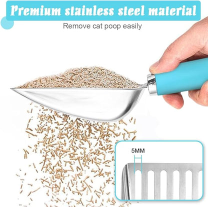 Apidgrowth Cat Litter Scoop - Stainless Steel Metal Cat Litter Scoop-Sturdy Mesh Scooper - Mesh Shovel-Easy to Clean - Suitable for Cat Litter Box -Blue-Christmas