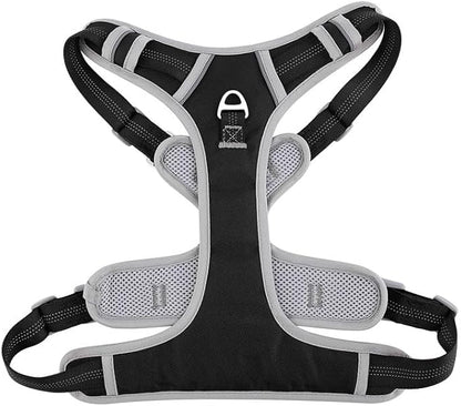 Paawpal Adjustable Dog Harness - No Pull, Reflective, Soft Padded for Small, Medium, Large Dogs - Includes Leash and Collar Black M