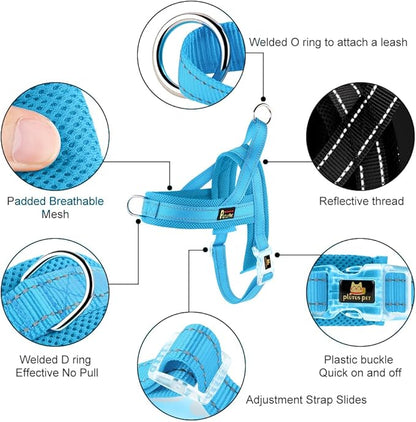 Plutus Pet No Pull Dog Harness with Breathable Mesh Padded, Adjustable Reflective Escape Proof Dog Harness, Quick Fit Dog Vest Harness for Small Medium Large Dogs(M, Cyan)