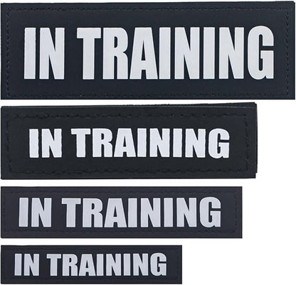 2Pack Removable Service Dog Patch, Black Patches with Hook Backing for Dog Harness, Vest Patches for Dogs, in Training-XS