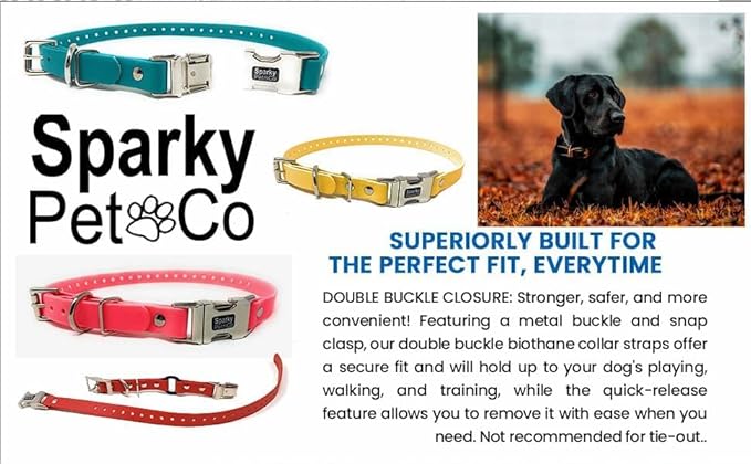 Sparky Pet Co - Apollo ECollar Replacement Strap - Dog Collar - Waterproof Biothane - Adjustable - Double Buckle - Quick Snap Metal Clasp - for Invisible Fence Systems - 3/4" x 28" (Neon Pink)