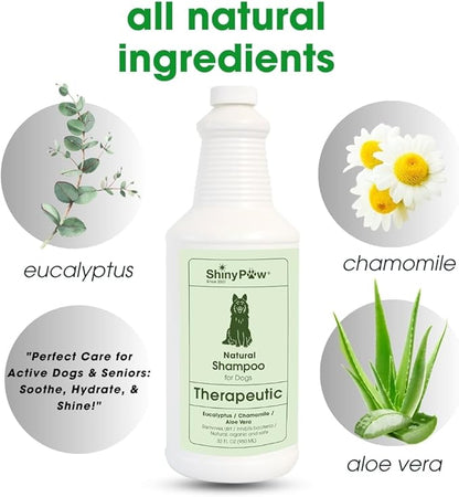 Shiny Paw Dog Shampoo Itchy Skin Relief | Hypoallergenic Dog Wash | Eucalyptus, Chamomile & Aloe Vera | Dog Shampoo Sensitive Skin & Smelly Dogs | (32 oz, Eucalyptus, Chamomile & Aloe Vera)