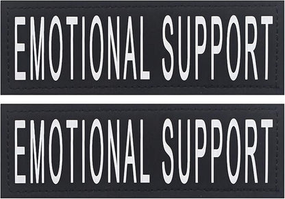 2Pack Removable Service Dog Patches, Black Vest Patch for in Training Dogs, Hook Backing Dog Harness Patches, Emotional Support-L