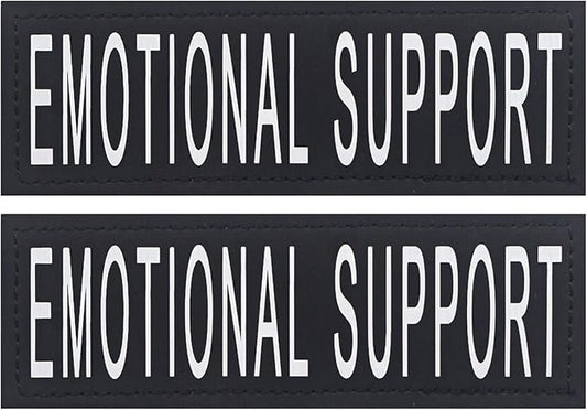 2Pack Removable Service Dog Patches, Black Vest Patch for in Training Dogs, Hook Backing Dog Harness Patches, Emotional Support-L