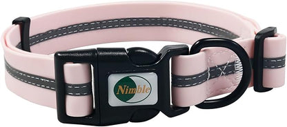 NIMBLE Dog Collar Waterproof Pet Collars Adjustable, Reflective, Durable Flex Poly Coated Nylon Basic Dog Collars 9 Colors in Size S/M/L (Light Pink, Large (15.35”-24.8”inches))