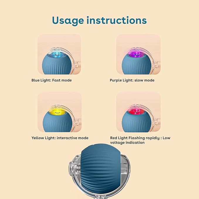 NatureTails Interactive Cat Toys for Indoor Cats,The 3rd Generation Agile Moving Cat Ball with Elastic Mesh Tail,Automatic Kitten Toys for Bored Indoor Adult Cats,Motion Activated (Blue)