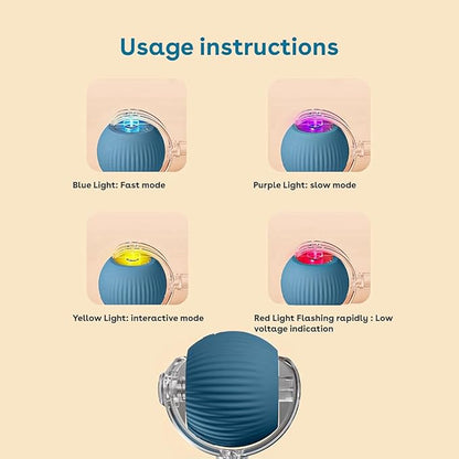 NatureTails Interactive Cat Toys for Indoor Cats,The 3rd Generation Agile Moving Cat Ball with Elastic Mesh Tail,Automatic Kitten Toys for Bored Indoor Adult Cats,Motion Activated (Blue)