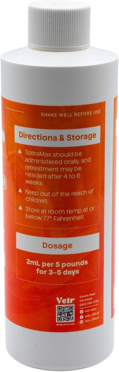 ToltraMax Toltrazuril 2.5% for Horses, Dogs, Cats, 240mL/8 Ounce, for Non-Food Chain Animals, Alfalfa
