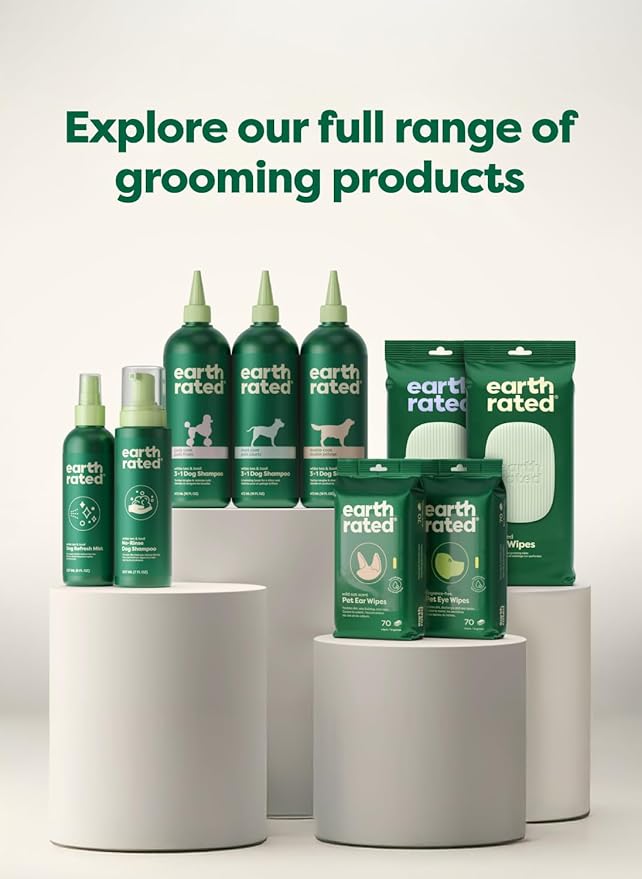 Earth Rated Waterless Dog Shampoo & Conditioner, Convenient No-Rinse Wash for Cleaning, Conditioning & Detangling, for All Coat Types, Refreshing White Tea and Basil Scent, 7 oz