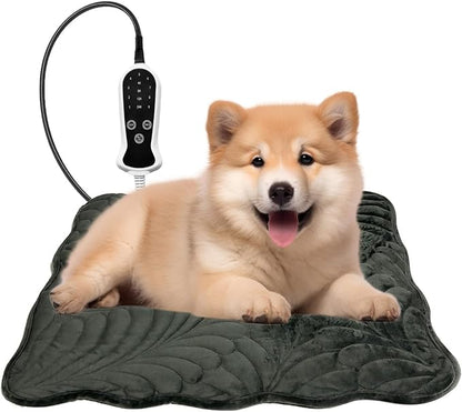 Quwzayail Dog Heating pad Perfect for Heated cat beds for Kittens, Newborn Puppies 9 Gears and time Settings Switc Smart Thermostat with Automatic Shut-Off(18.0" Lx 18.0" W x 0.5" Th, Dark Grey)