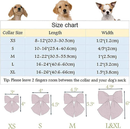 ARING PET Christmas Dog Collar, Cute Xmas Pet Collar with Sailor Bowtie Red and Green Plaid Bow Tie Collars with Metal Buckle for Puppy Small Medium Large Boy Girl Dogs-L