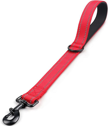 Joytale Strong Short Dog Leash 18 Inch, 1.2 Inch Wide, Heavy Duty, Padded Handle for Traffic Control, Reflective Leash for Medium and Large Dogs Walking Training, Red