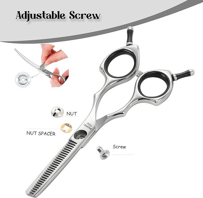 Momotou Dog Grooming Scissors 5 inch Small Thinning Scissors Super Light Professional 440C Stainless Steel Pet Shears for Trimming Face and Paws Nose Ear Easy Use.