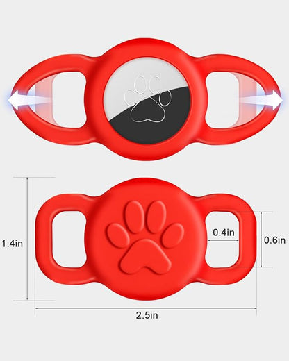 Dynmeow Dog Cat Collar Holder Compatible with Airtag, Anti-Lost Silcione Holder for 3/8 and 5/8 Inch Wide Collars, Red, S(1 Pack)