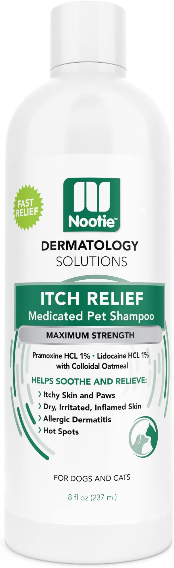 Nootie Itch Relief Shampoo for Dogs and Cats, Relieves Itchy Skin Medicated Pet Shampoo, Sold in Over 10,000 Vet Clinics and Pet Stores Worldwide, 8 oz