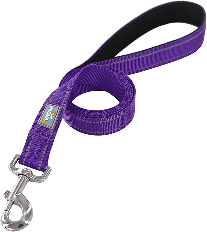 Dog Leash 6 FT Padded Handle Nylon Reflective Dogs Leashes for Large Dogs Purple