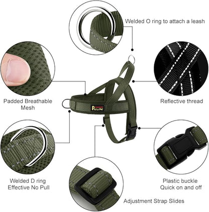 Plutus Pet No Pull Dog Harness with Breathable Mesh Padded, Adjustable Reflective Escape Proof Dog Harness, Quick Fit Dog Vest Harness for Small Medium Large Dogs(S, Ranger Green)