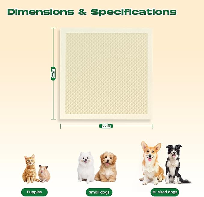 DOGGO DOUG Puppy Pads 100 Count Small 22x22in Bamboo Training Pads Deodorizing Leakproof Quick Drying Dog Pee Pads Super Absorbent Disposable Pee Pads for Dogs Puppies, Doggie, Cats, Rabbits