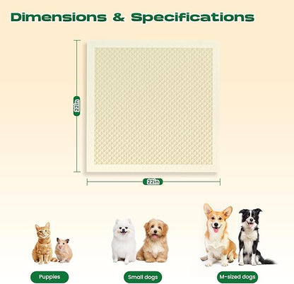 DOGGO DOUG Puppy Pads 100 Count Small 22x22in Bamboo Training Pads Deodorizing Leakproof Quick Drying Dog Pee Pads Super Absorbent Disposable Pee Pads for Dogs Puppies, Doggie, Cats, Rabbits