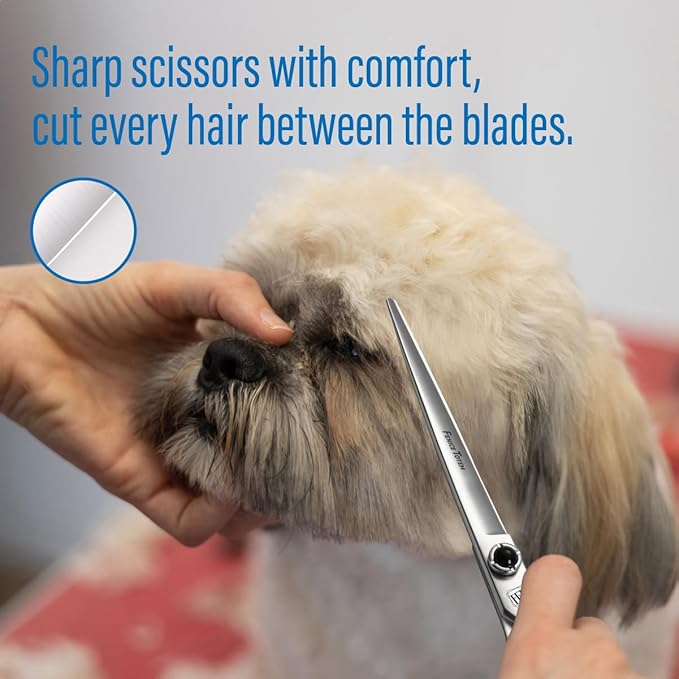 Fenice Totem Dog Grooming Scissors: 5 in 1 Pet Shears Kit Made Of Japanese 9CR Advanced Stainless Steel Professional Grooming Scissors for Dogs Cats and Other Pets