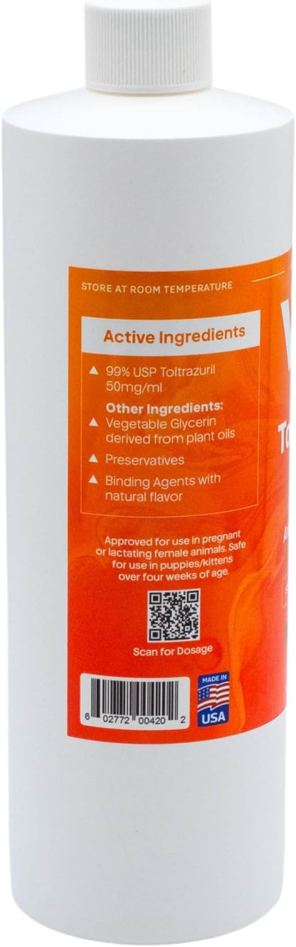 ToltraMax Toltrazuril 5.0% for Horses, Dogs, Cats, 500mL/16.9 Ounce, for Non-Food Chain Animals, Alfalfa