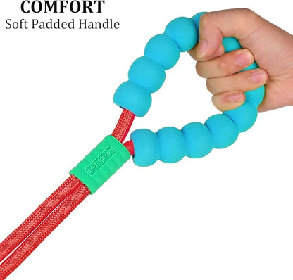JSXD Dog Leash,5 FT Heavy Duty Dog Training Leash,Double Handle Comfortable Padded Hands Free Dog Leash,Adjustable Crossbody Waist Leash for Small Medium Large Dogs(Red)