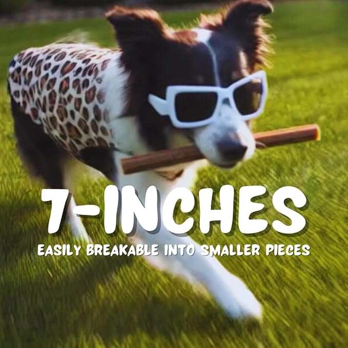 Pawfectly Pure Frisky Sticks Natural Dog Treats, Cheese & Bacon Flavor, 7-Inch Soft Chews, High Fiber Digestive and Gut Support, Grain-Free, Skin & Coat Health, Energy, 16 oz