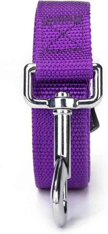 Siumouhoi Strong Durable Nylon 10ft Long Dog Training Leash, Traction Rope, 1 Inch Wide, for Small and Medium Dog (Purple, 10 Feet)