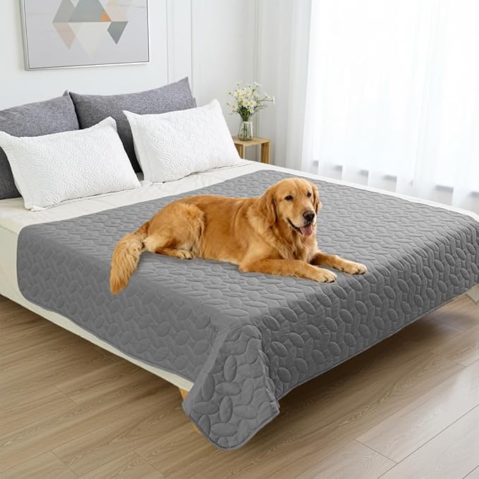 Ameritex Pet Bed Cover Dog Bed Blanket for Sofa and Furniture Waterproof New Pattern Design (52x82 Inch, Light Grey)