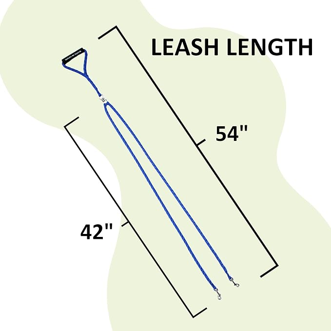 Caldwell's Pet Supply Co. Dual Dog Leash, Double Dog Leash for Two Dogs, Tangle Free, Heavy Duty Double Ended Tandem Leashes with Padded Handle, Tangle-Free Swivel, for Small, Medium or Large Dogs