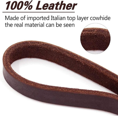 LWBMG Leather Dog Leash 6 ft x 1/2 inch, Heavy Duty Dog Leash, Strong Sturdy Genuine Leather Braided Dog Leash, Soft and Comfortable Leather Leash for Medium and Small Dogs Training
