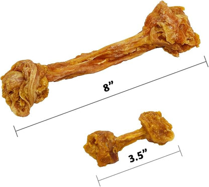 Ultra Chewy Turkey Tendon Knotted Bones for Dogs - Premium All-Natural, Hypoallergenic, Long-Lasting Dog Chew Treat, Easy to Digest - Ingredient Sourced from USA (8 Inches - 2 Pack)