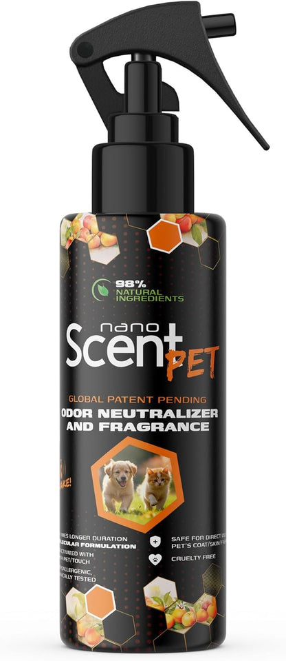 PET Odor Neutralizing Pet Freshening Spray, Nano-Activated, 98% Natural, Alcohol-Free Grooming Spray for Dogs, Cats & Fabrics, Long-Lasting Touch-Release Fragrance - Sweet Jazz (200mL)