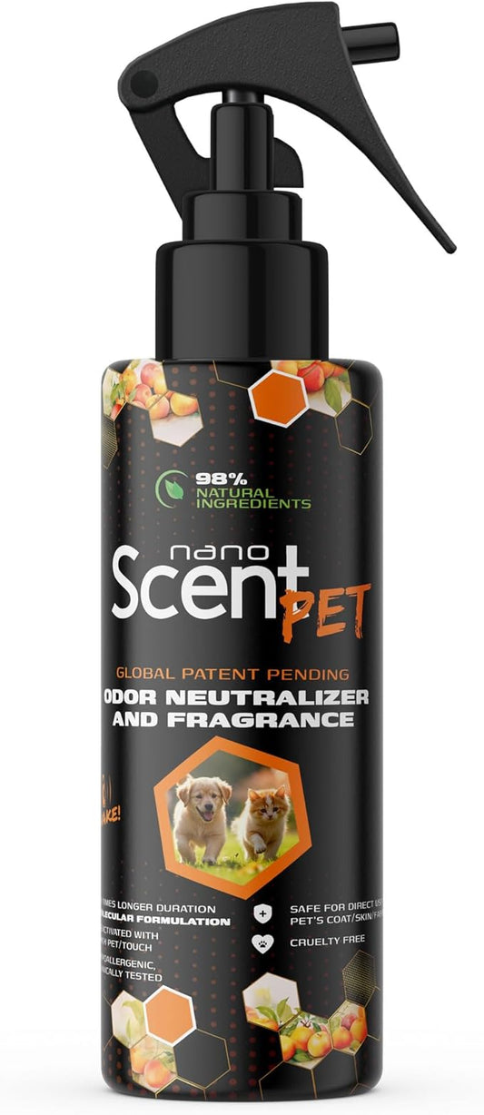PET Odor Neutralizing Pet Freshening Spray, Nano-Activated, 98% Natural, Alcohol-Free Grooming Spray for Dogs, Cats & Fabrics, Long-Lasting Touch-Release Fragrance - Sweet Jazz (200mL)
