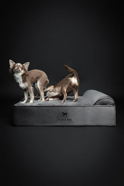 NOAH & PAW Dog Bed, 28x23x7.5 Inch, Orthopedic Dog Beds for Medium Size Pets, Eggshell Memory Foam Infused with Cooling Gel, Waterproof, Machine Washable, Includes Inner Cover (Velvet Collection)