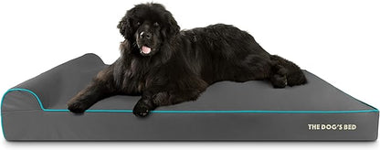The Dog’s Bed Orthopedic Headrest Dog Bed XXXL Grey/Blue, Memory Foam, Pain Relief for Arthritis, Hip & Elbow Dysplasia, Post Surgery, Lameness, Waterproof Washable Cover, Veterinary Approved