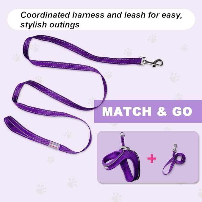 Cat Harness and Leash Set,Escape Proof Kitten Harness,Step in Adjustable Soft Lightweight,Easy Control,Reflective Strips Comfortable for Walking Travel(Purple,XXXS)