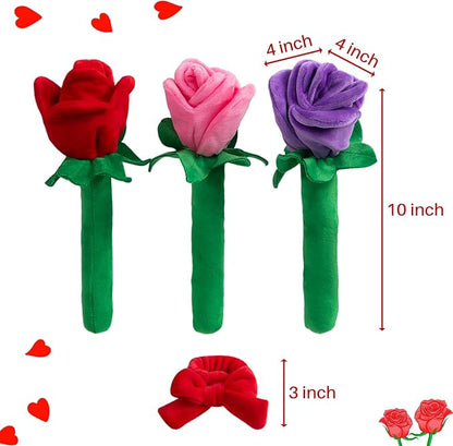 Hollypet Soft Squeaky Dog Toys, Plush No - Mess Chew Toys for Small and Medium Dogs and Non-Aggressive Chews, Puppy Teeth Cleaning Chew Toys, Roses