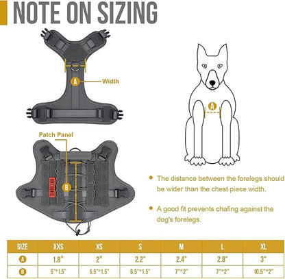OneTigris Tactical Dog Training Vest No Pull Harness for Dogs,Adjustable Dog Hiking Harness Working Vest(Grey, Large)
